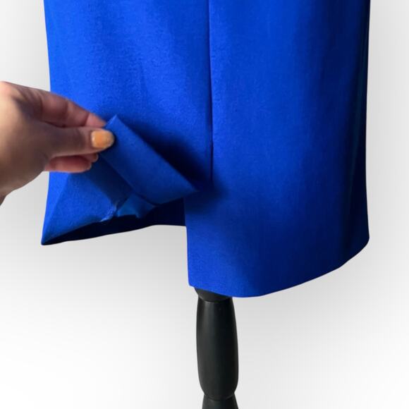 Tahari Women's Royal Blue Square Neck Rouched Sheath Cocktail Dress Size 6P - Picture 12 of 16